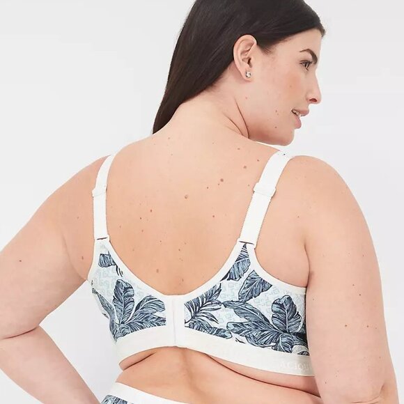Cacique Lane Bryant Cotton Lightly Lined No-Wire Bra Island Palm Size 42C - Picture 2 of 7